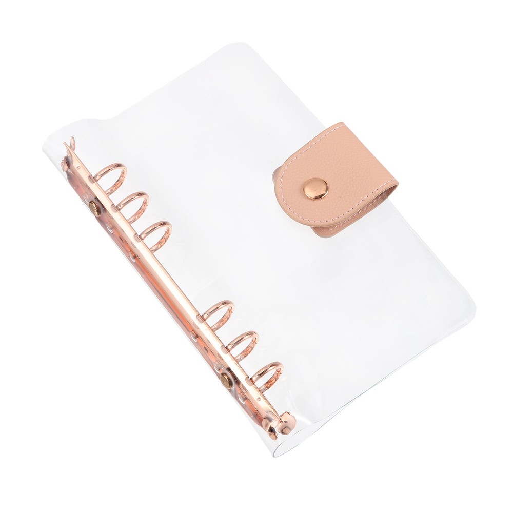 A6 Clear Notebook Binder, 6-Ring Refillable Planner Cover Binder, Gold