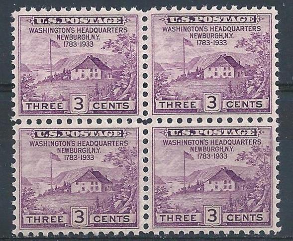 1933 Sc# 727 set Peace Proclamation between US and GB Newburgh block 4 MNH