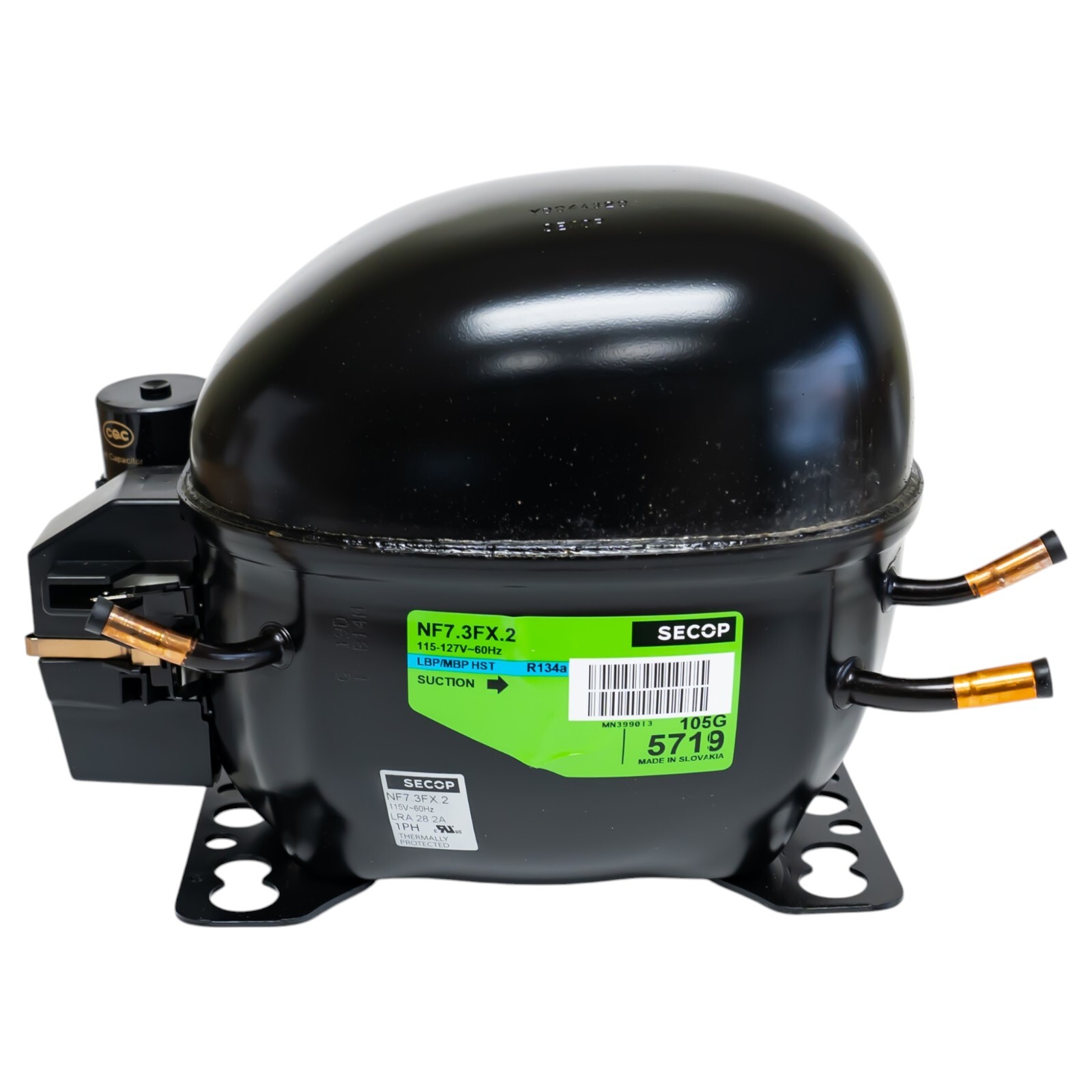 Secop NF7.3FX.2 R134a Refrigeration Compressor 894 BTU LBP 3341 BTU HBP 115V