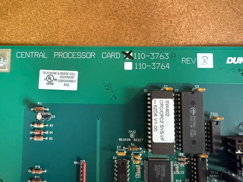 Dukane 110-3763 Central Processor Card for a StarCall Intercom System