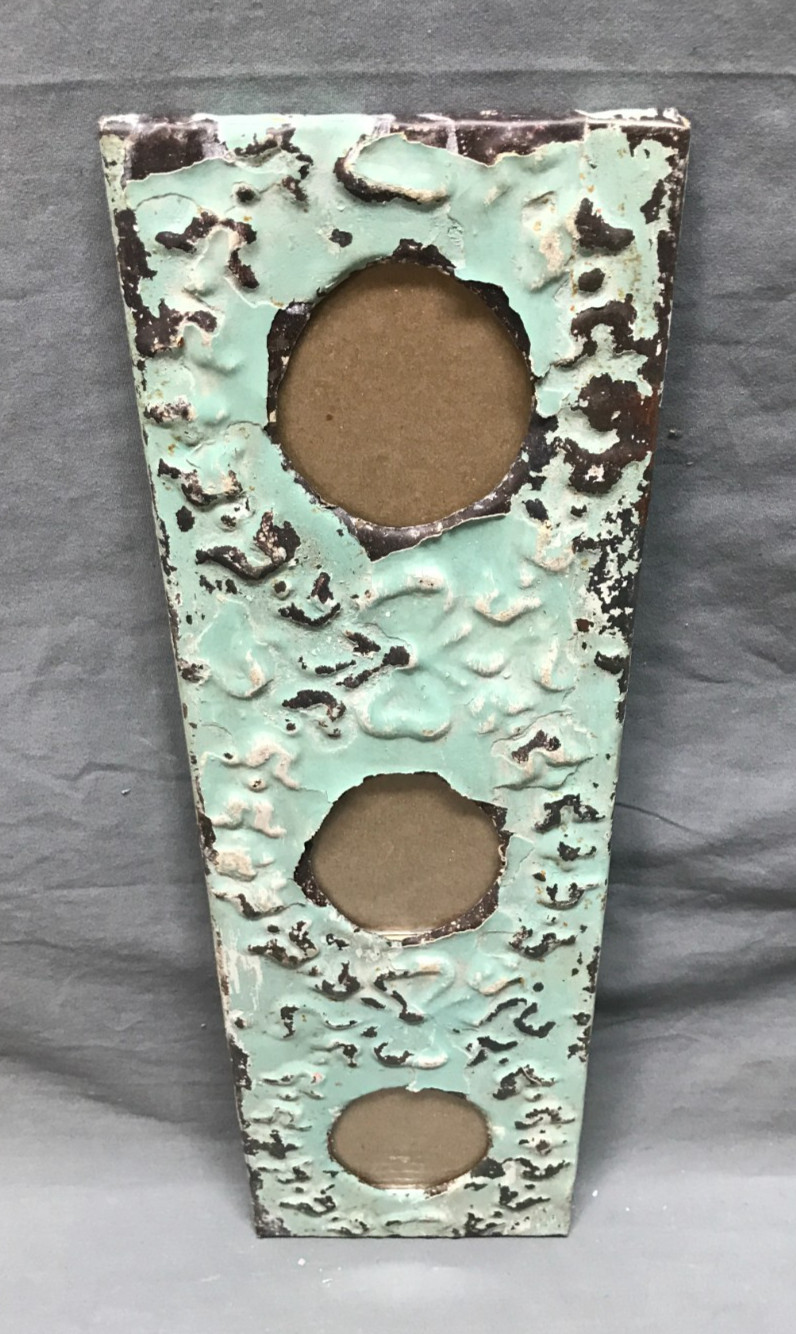 VTG 5x23 Multi Triple Oval Photo Tin Ceiling Metal Picture Frame Old 1841-25B