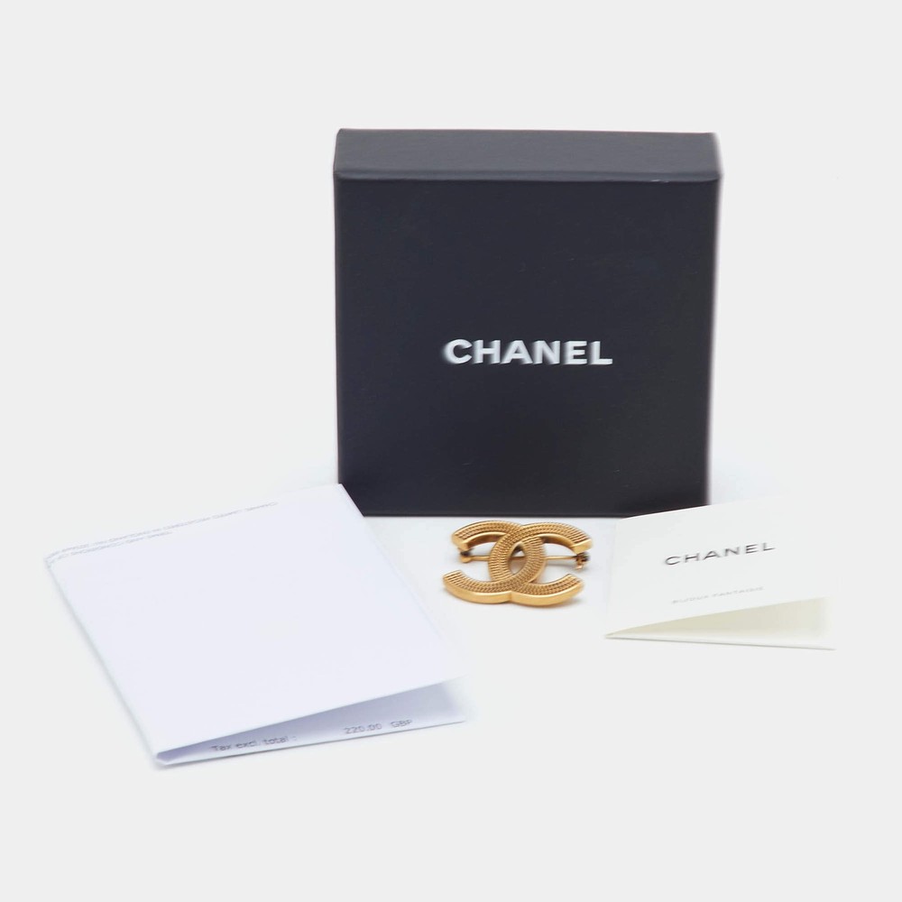Chanel CC Gold Tone Brooch