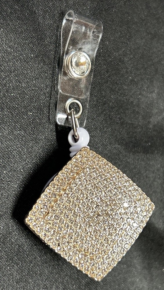 Badge Pull/ID Holder with Blingy Rhinestones ~ Square NEW