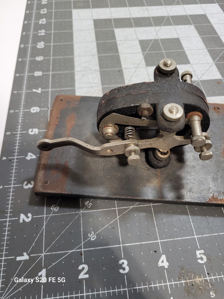 Telegraph Key Mounted On Metal Board Unknown Brand