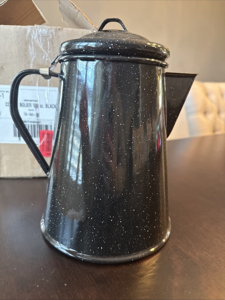 Granite Ware Coffee Boiler, 12 Cup - Speckled Black