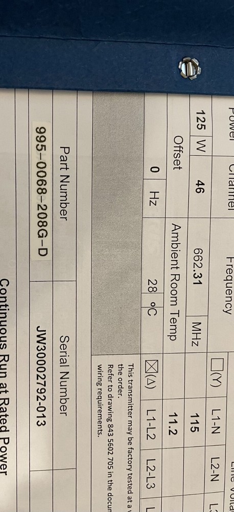 Harris Maxiva UHF Air Cooled Transmitter UAX1000MH