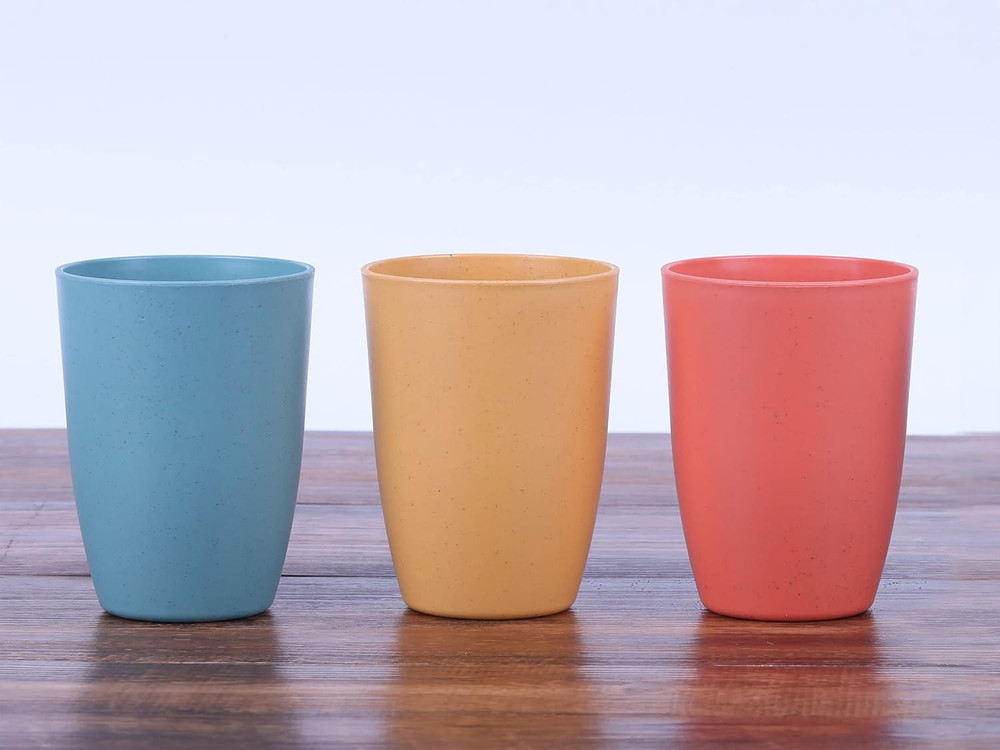 Luckyzone Wheat Straw Reusable Cup (12 Oz) - Unbreakable Drinking Glasses Sets -