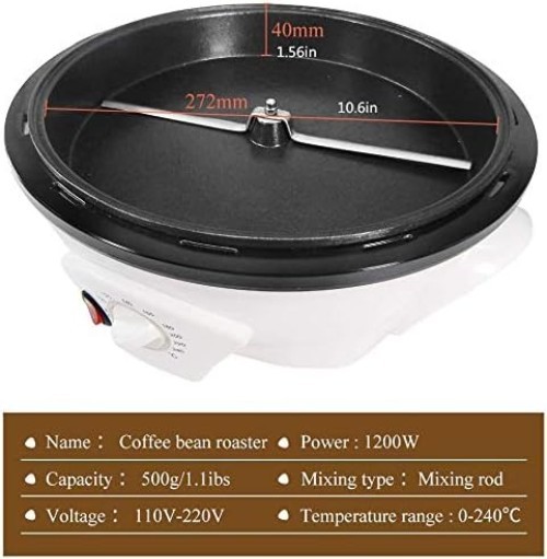 Electric Coffee Roaster Machine with Adjustable Temperature Control & Glass Lid