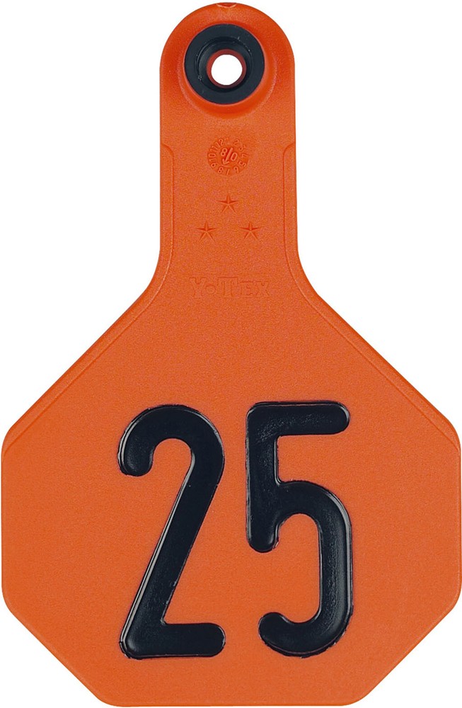 YTex 3 Star Medium Cattle ID Ear Tags Orange Numbered 76-100