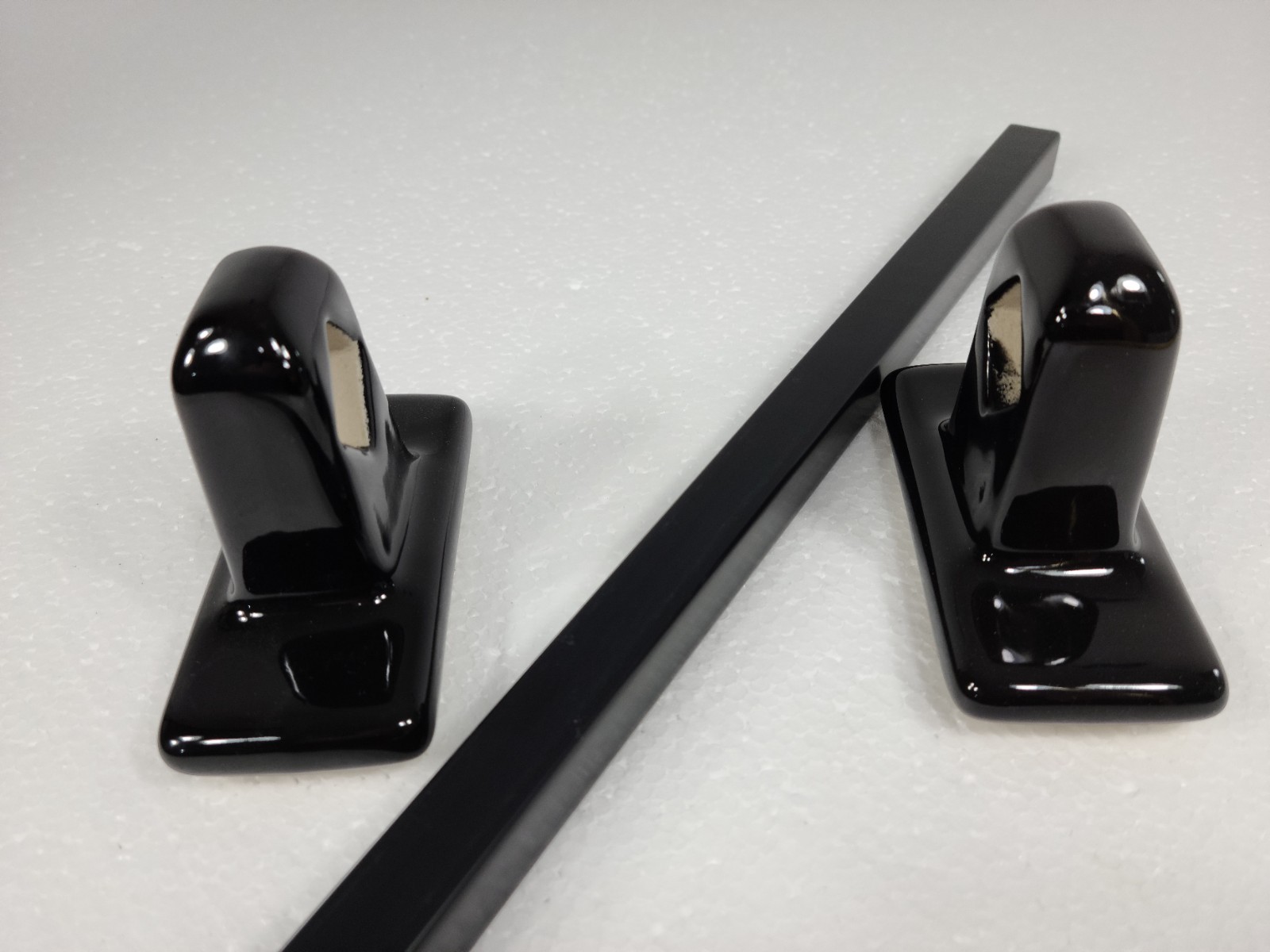 Black Ceramic Towel Bar Rod Rack Post Holder Brackets Tile In Mid Century Modern