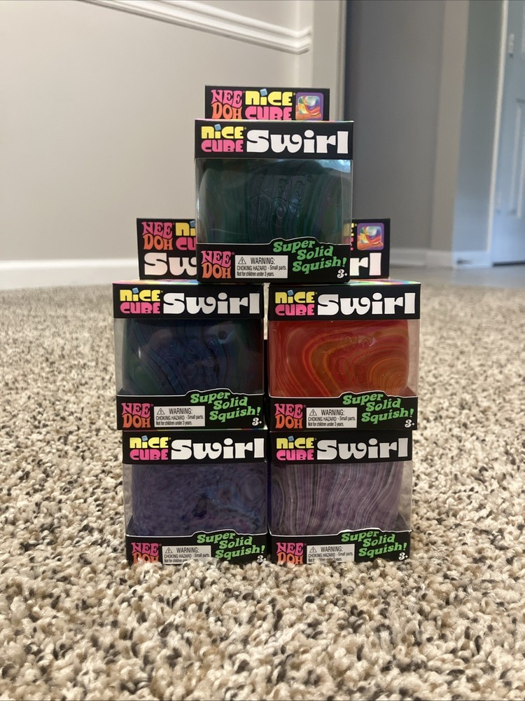 NeeDoh Nice Cube Swirl Super Solid Squish Squeeze Ball - Multiple Colors