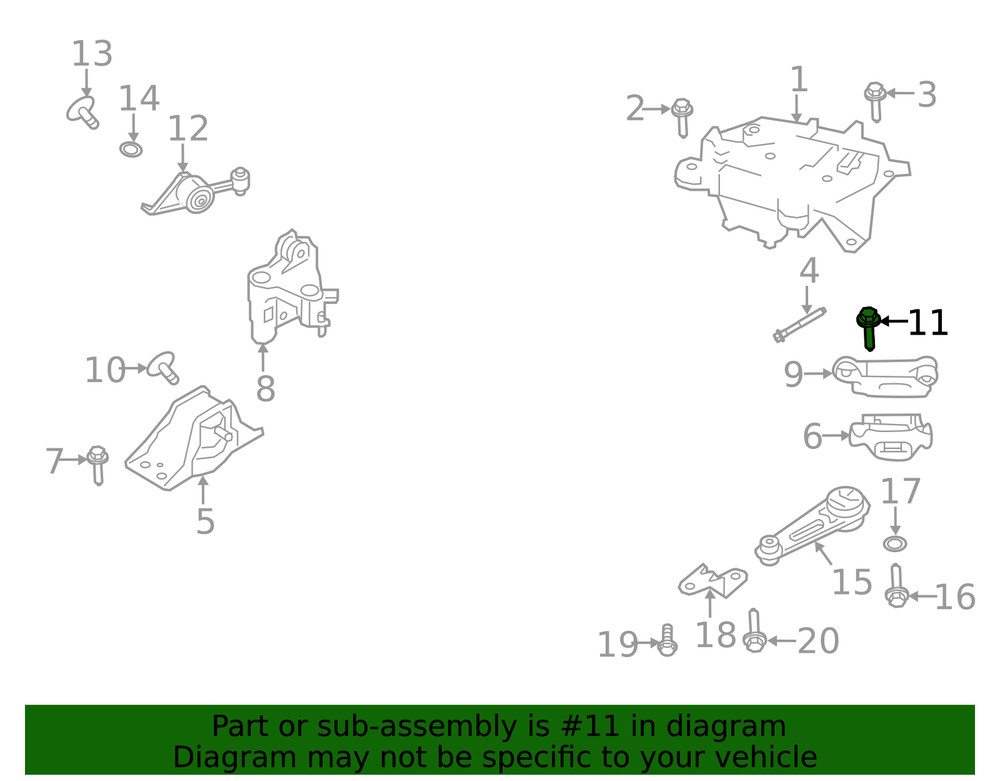 Genuine Nissan Engine Mount Bolt 11298-EN00A