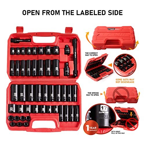 48-Piece 3/8" Drive 6-Point Impact Socket Set SAE and 3/8“ Socket Set