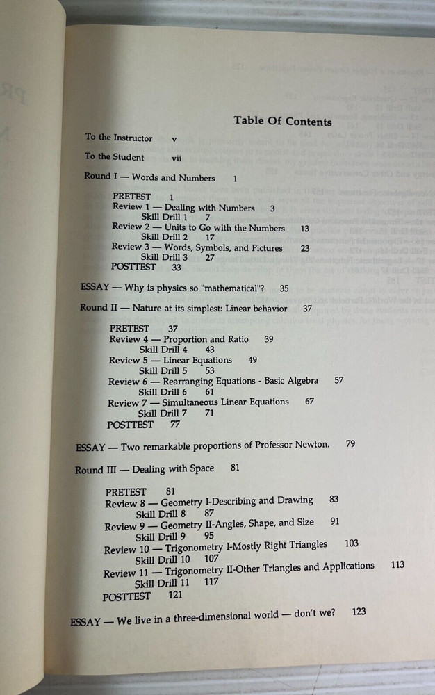 Preparing for General Physics Math Skill Drills and Other Useful Help 1992 USED