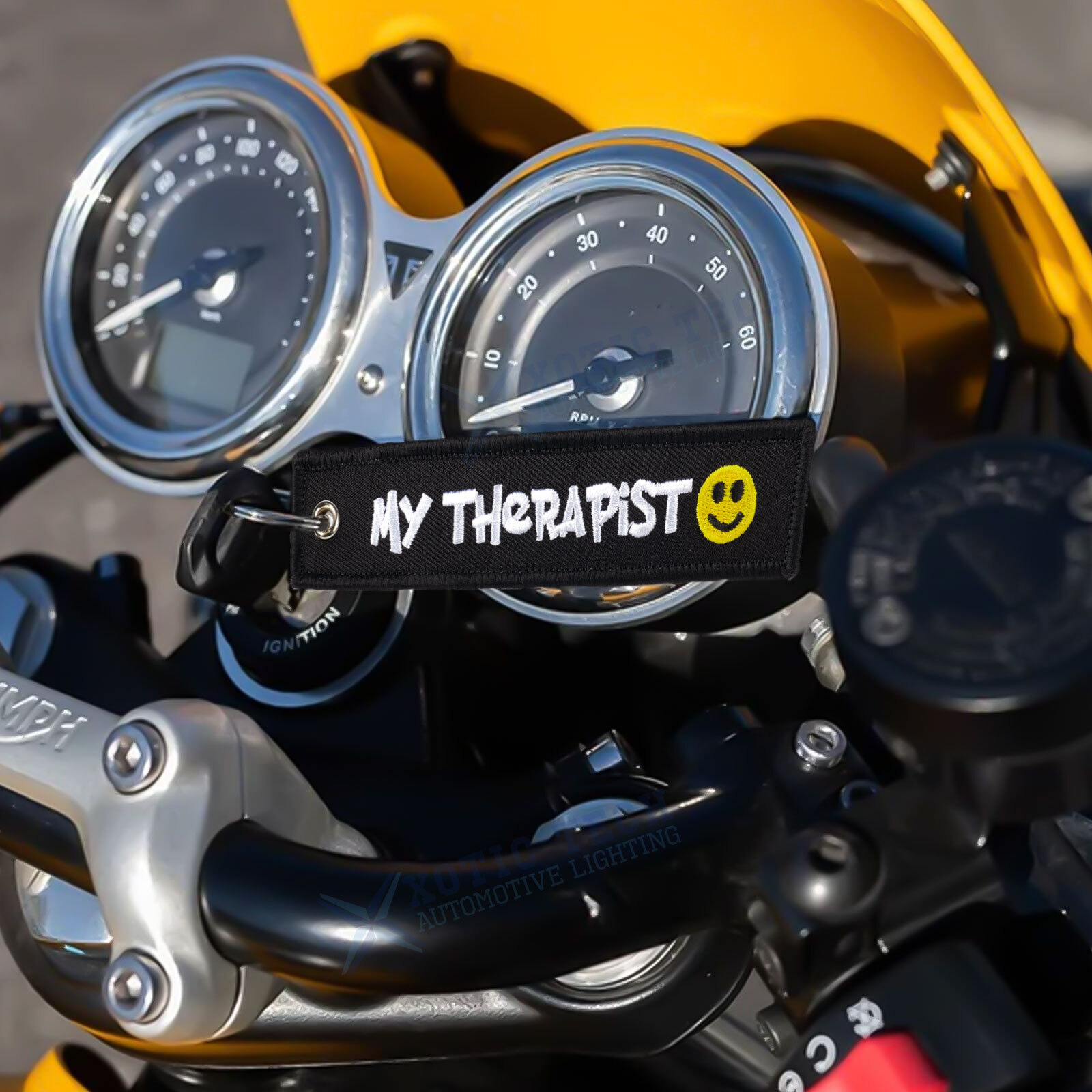 1PC Double Sided Embroidered Keychain Bike Motorcycle Key Ring Key Tag Belt Gift