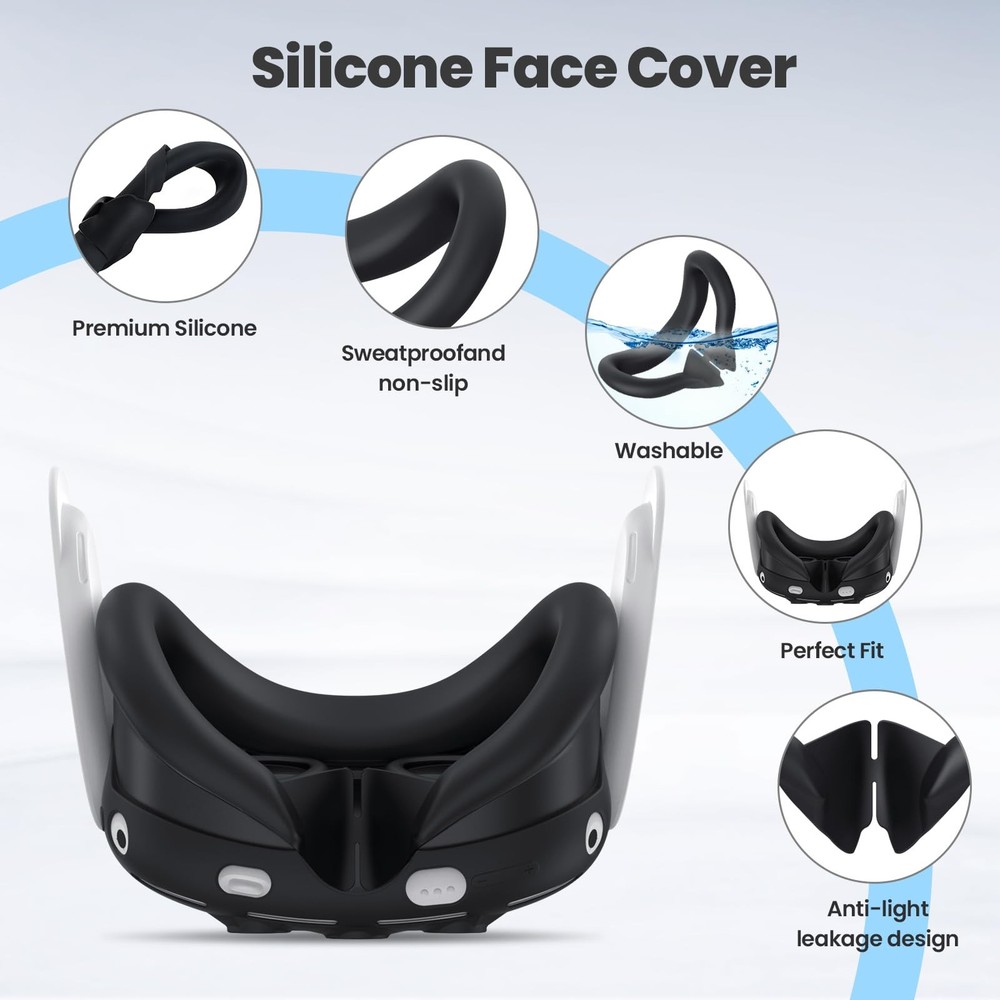 Silicone Cover Compatible with Meta/Oculus Quest 3 Accessories, VR Black