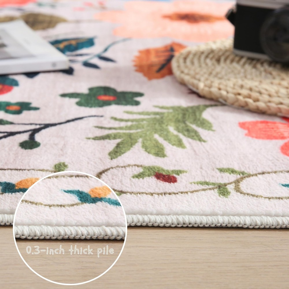 Rugcomf Area Rug 4x6 Washable Boho Rugs Non 4' x 6' (Rectangular), Beige