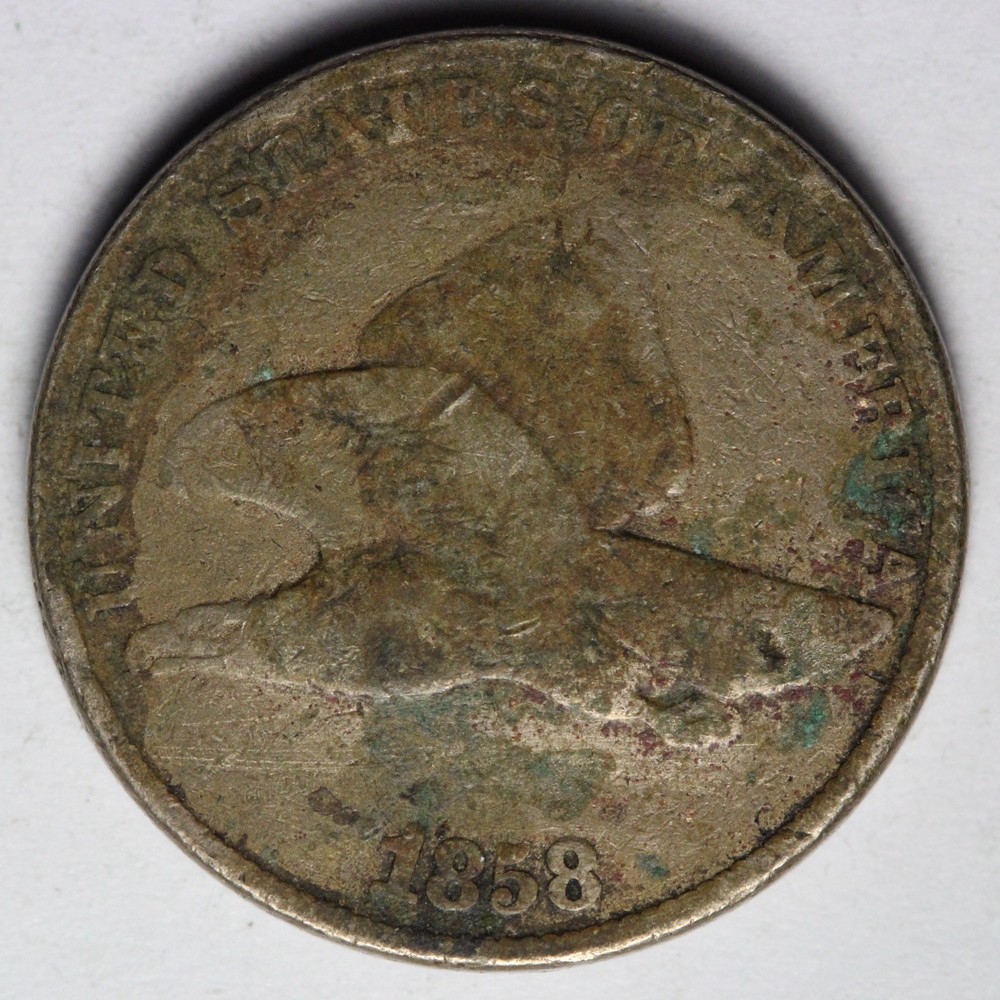 1858 LL Flying Eagle Cent Penny VG E141 OIXK