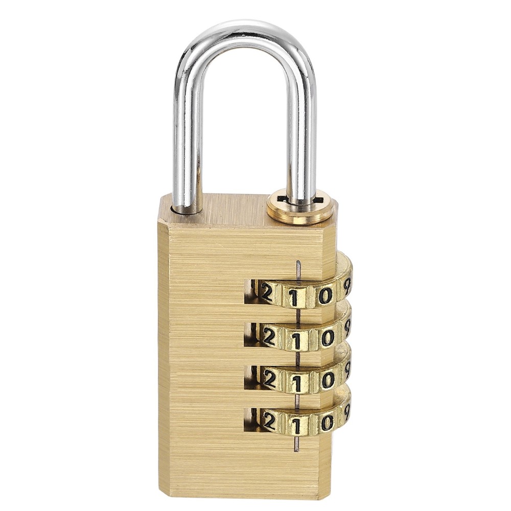 Brass Combination Lock 3.15", 4 Digit Resettable Combination Padlock Yellow