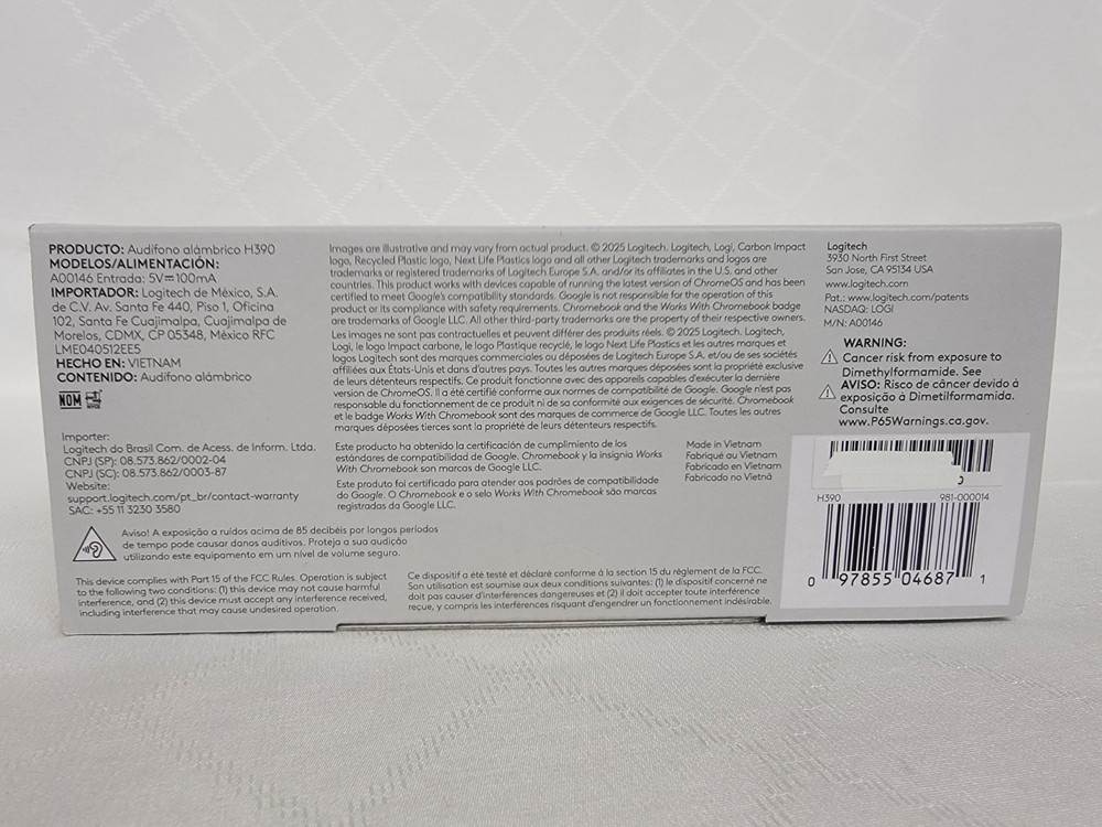 Logitech H390 Black Over the Ear Headset USB Wired - A Computer Headset