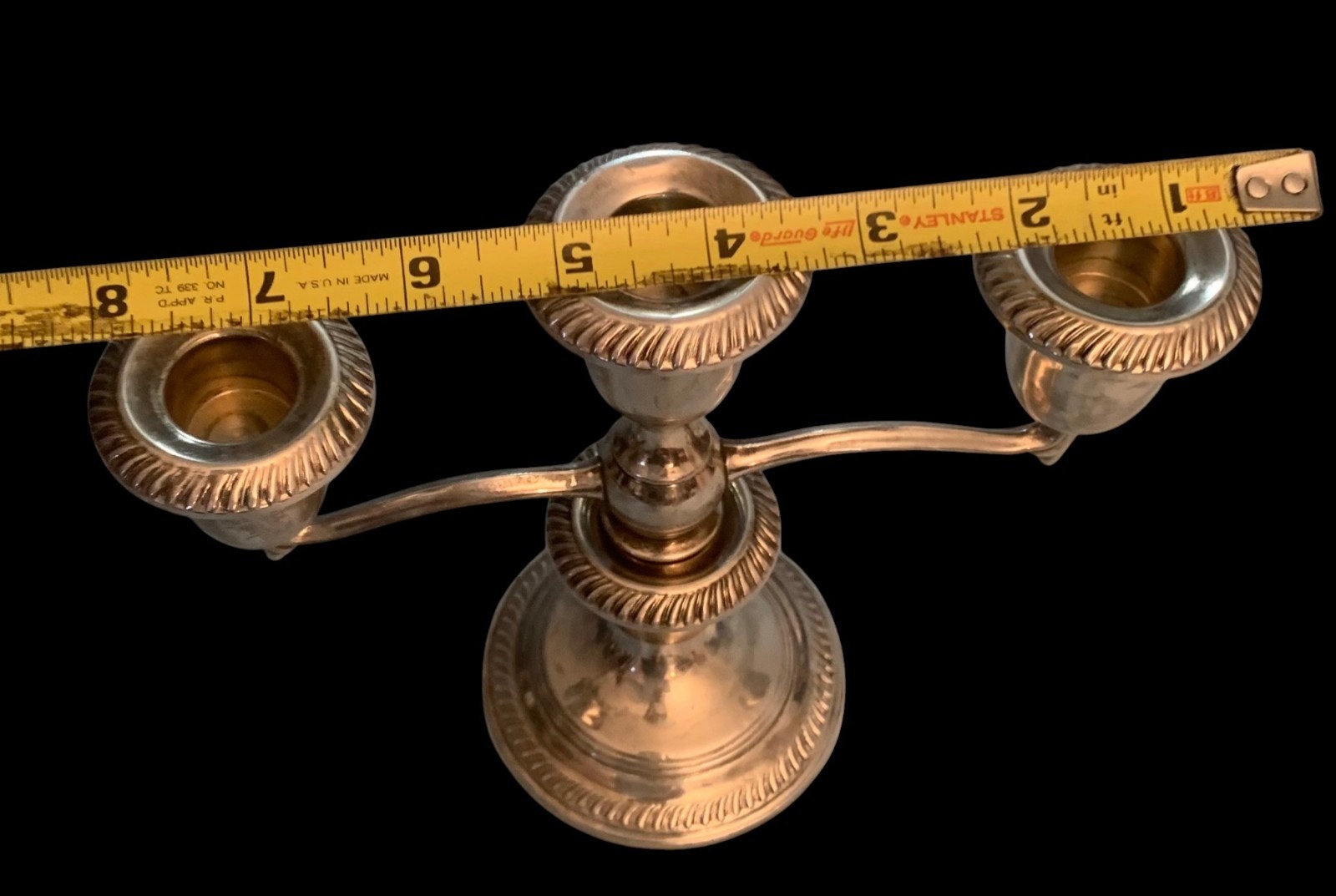 Sterling Silver Weighted "735" 3 Arm Candlestick Candelabra PAIR* HALLMARK
