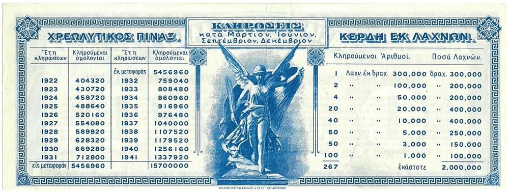 100 DRACHMAS BOND GREECE BWC 1922