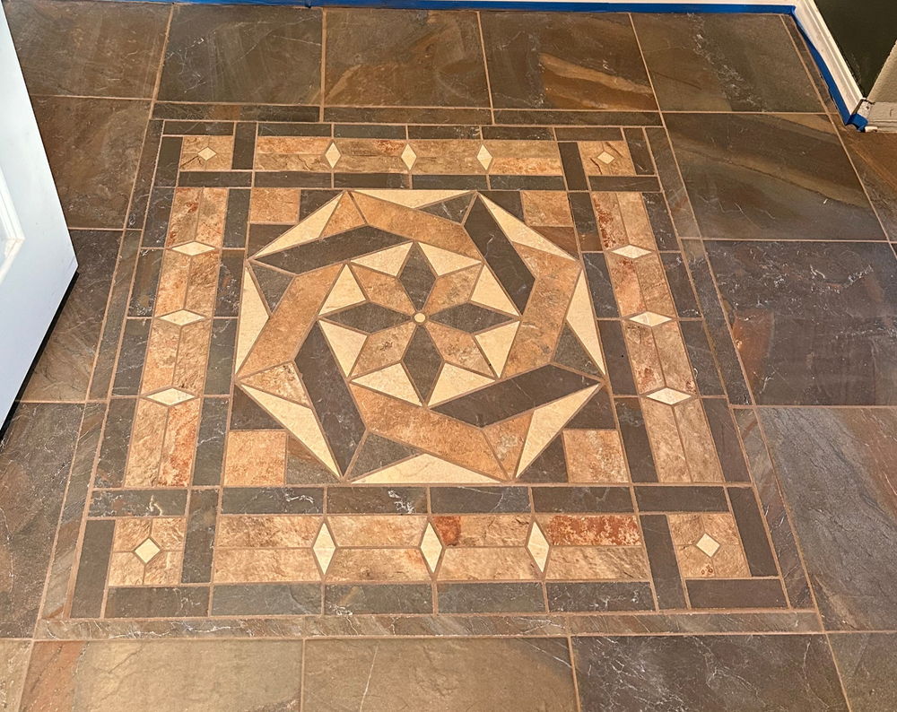 Custom made tile medallion & listello accents. Information Listing. Ebay store.