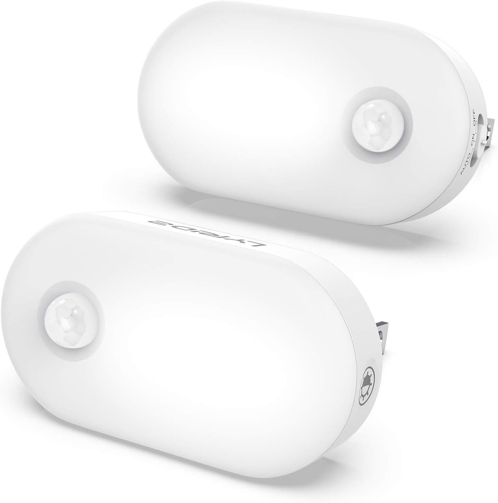Stepless Adjustable LED Night Lights with Motion Sensor - Cold White Glow 2-Pack