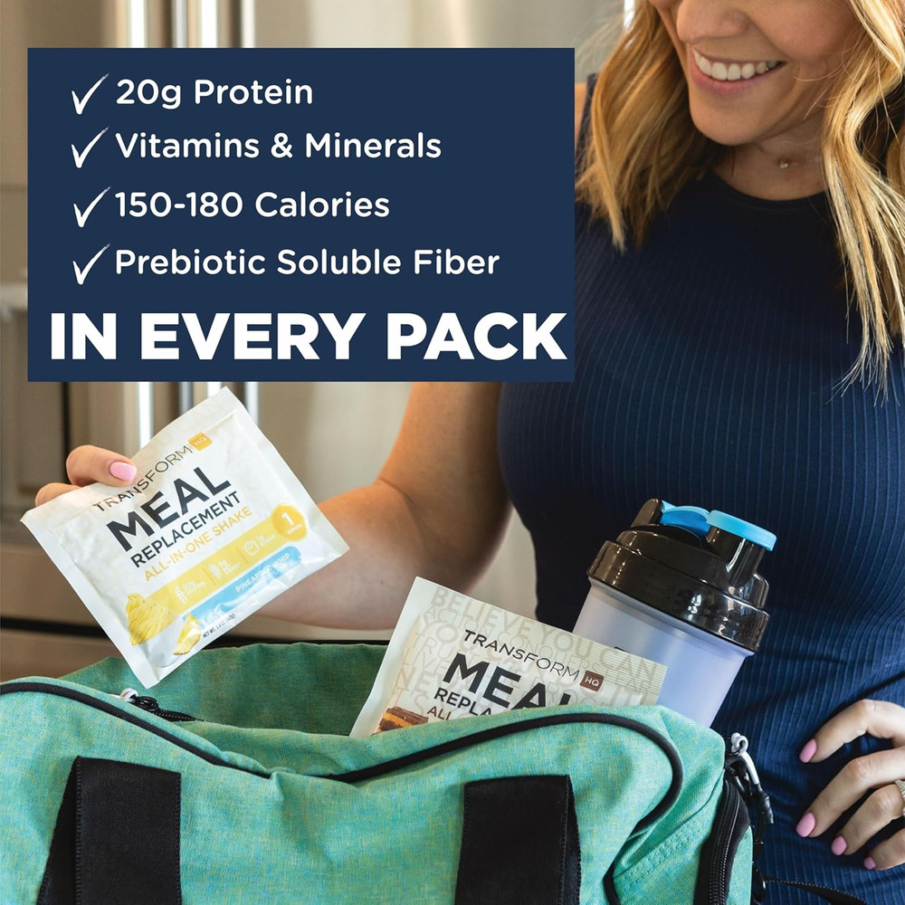 Meal Replacement Shake Variety Box with Pink Shaker, 7 Single-Serving Shake Pack