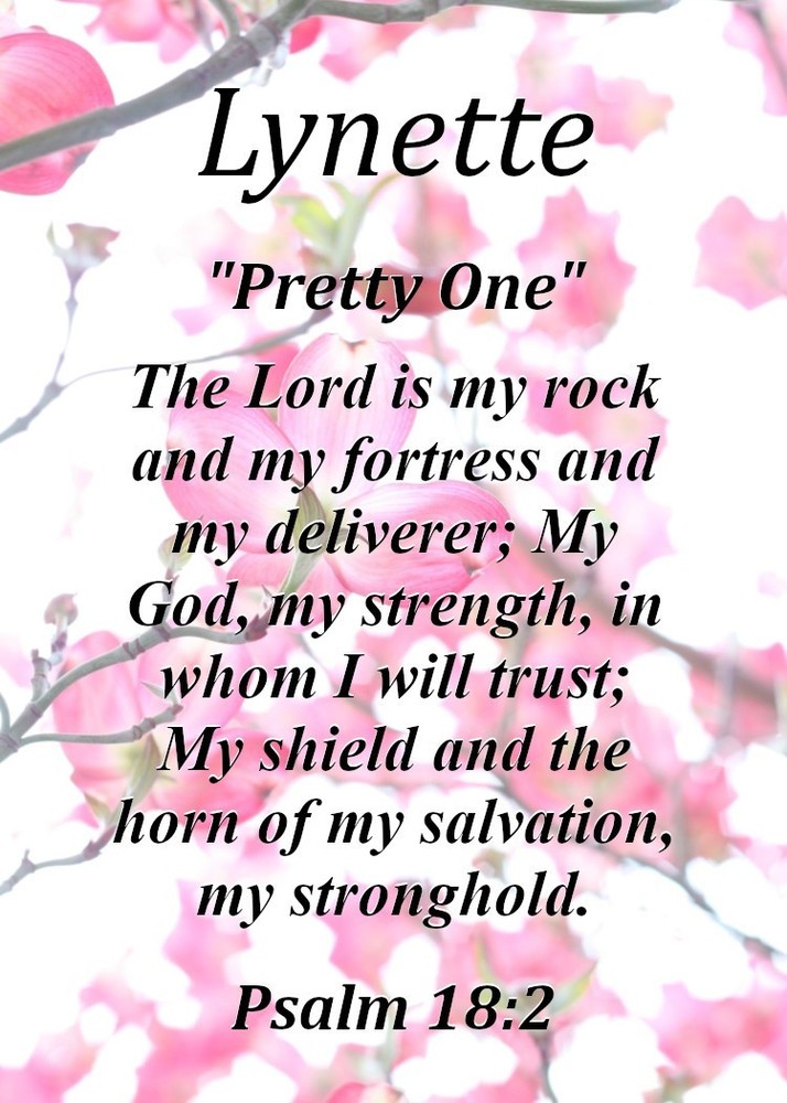 Lynette "Pretty One" Keepsake Name Meaning Card with Bible Verse
