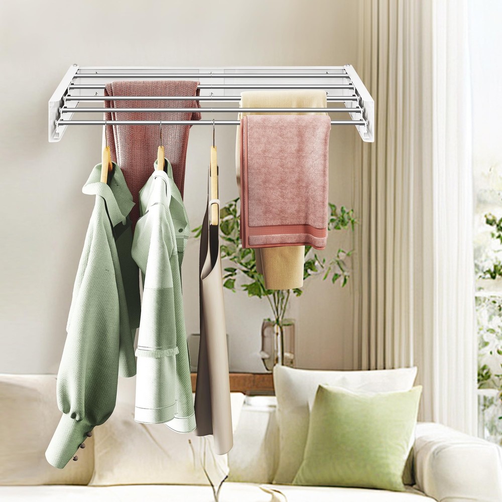 Wall Mounted Clothes Drying Rack 32 inches,Foldbale Laundry Drying Rack Wall ...