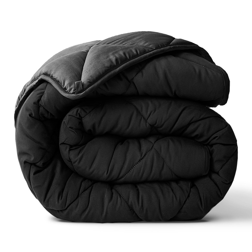 Black Gray Twin XL Reversible Microfiber Down Alternative Quilted Comforter