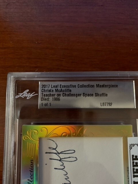 Christa Mcauliffe Signed Autographed Guaranteed Authentic Encapsulated LEAF