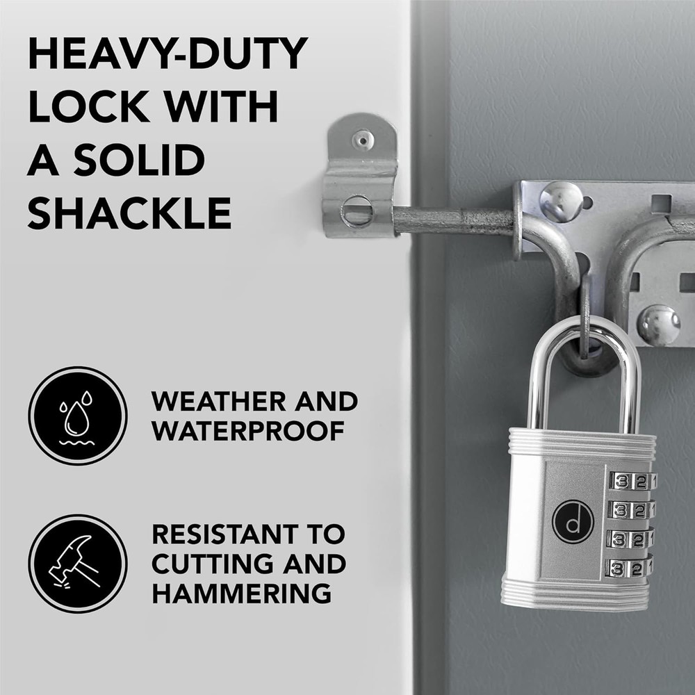 4-Digit Combination Lock - Weatherproof & Keyless Security for Lockers & Gates