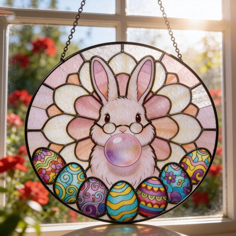 Easter Bunny Suncatcher Unique Egg Window Decor Spring Holiday Gift