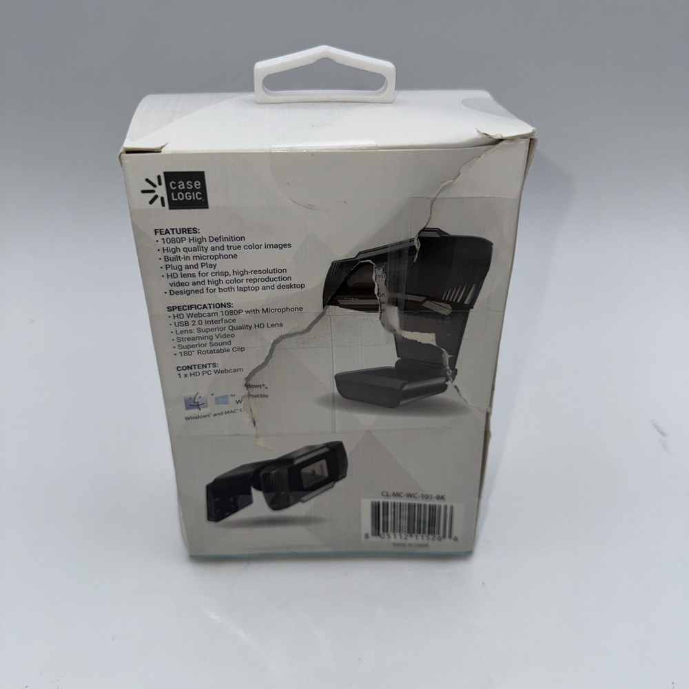 Case Logic 1080P HD PC Webcam Universal Plus & Play Open Box