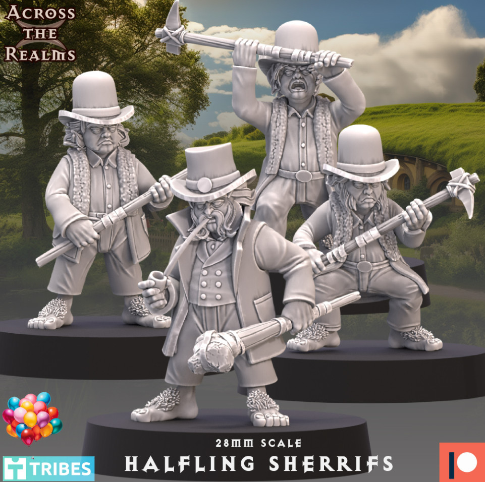 Halfling Sherrifs x 4 model (28mm scale)