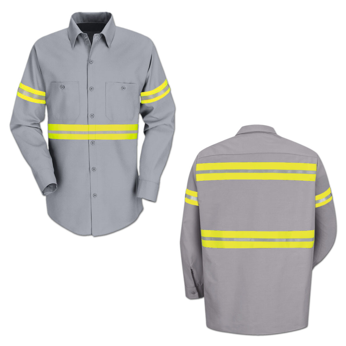 Red Kap Hi Vis Reflective Work Towing Uniform Shirt LS
