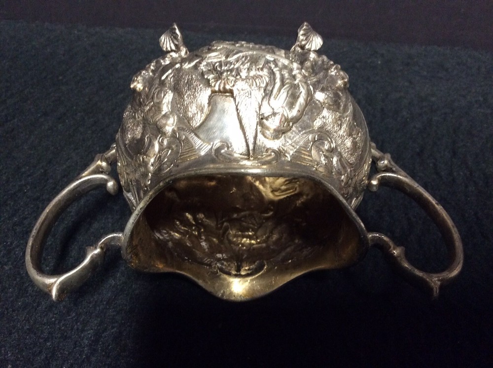 Antique Silver Plate(?) Two Handled Footed Bowl