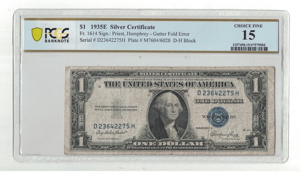 U.S. - 1935E $1.00 Silver Certificate (Gutter Fold Error) PCGS Choice Fine 15