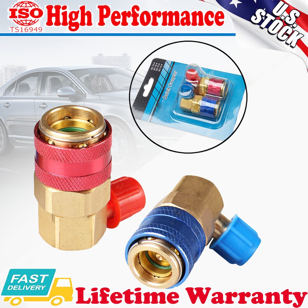 New Refrigeration A/C Manifold Gauge Conversion Kit High Low Angle Quick Adapter
