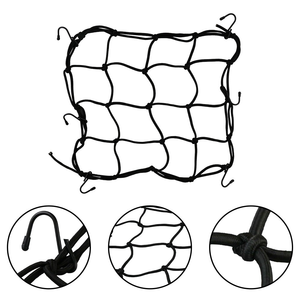 US Cargo Net Motorcycle Helmet Mesh Luggage Tie Down Bungee Cord 12*12in