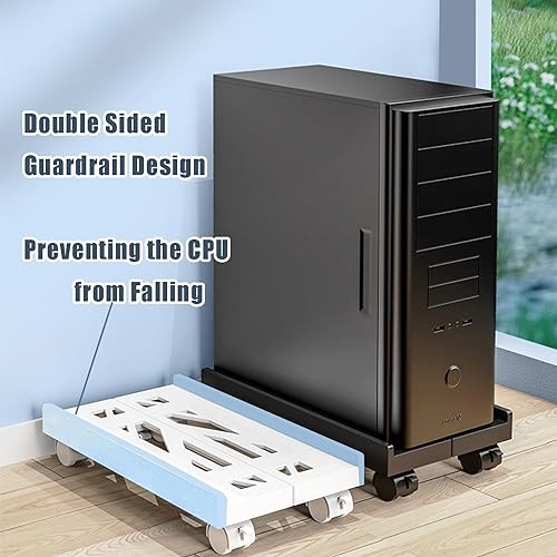 Adjustable Computer Tower Stand, PC Stand Mobile CPU Stand with 4 black