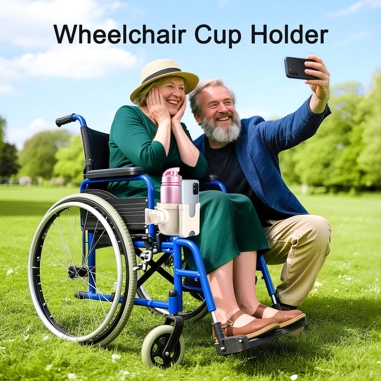 Guiseapue Cup Holder for Walker, Wheelchair Cup Holder with Phone Holder, Rol...