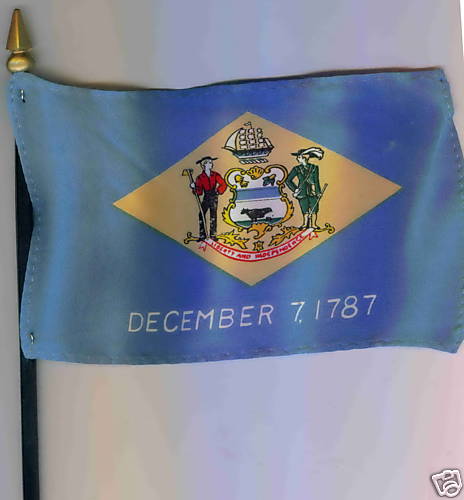 Delaware State 4"x6" Flag on a Pole NEW