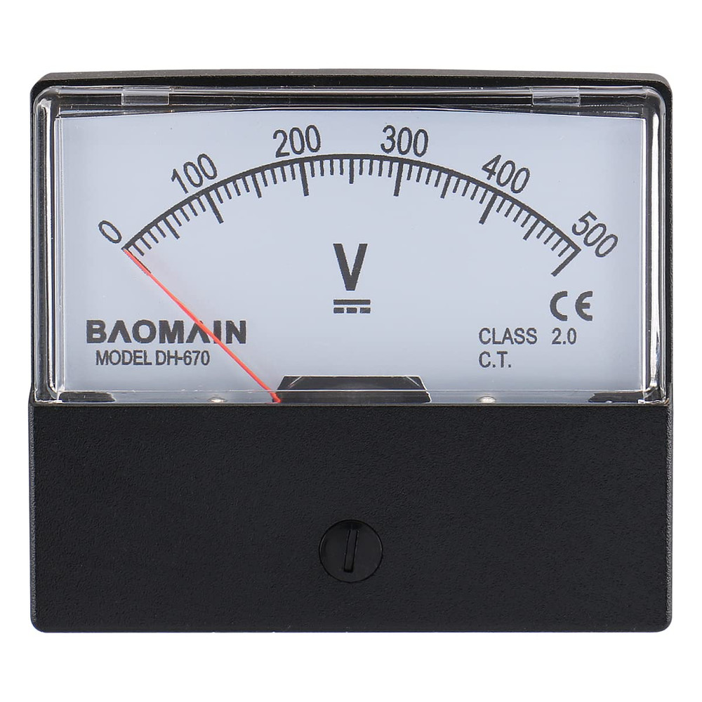Baomain Voltmeter DH-670 DC 0-500V Rectangular Class 2.5 Analog Panel Volt Volta