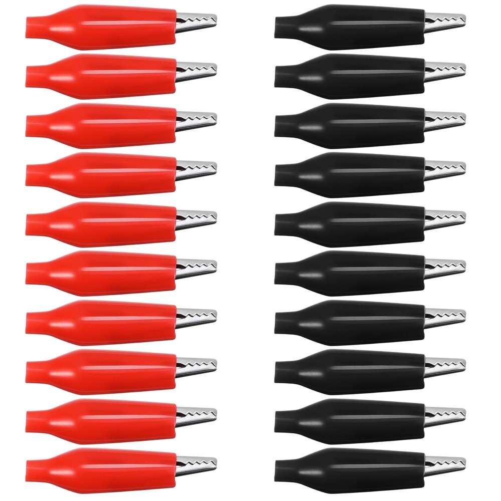 20 Pcs Insulated Alligator Clips Red and Black Electrical Crocodile Clamp