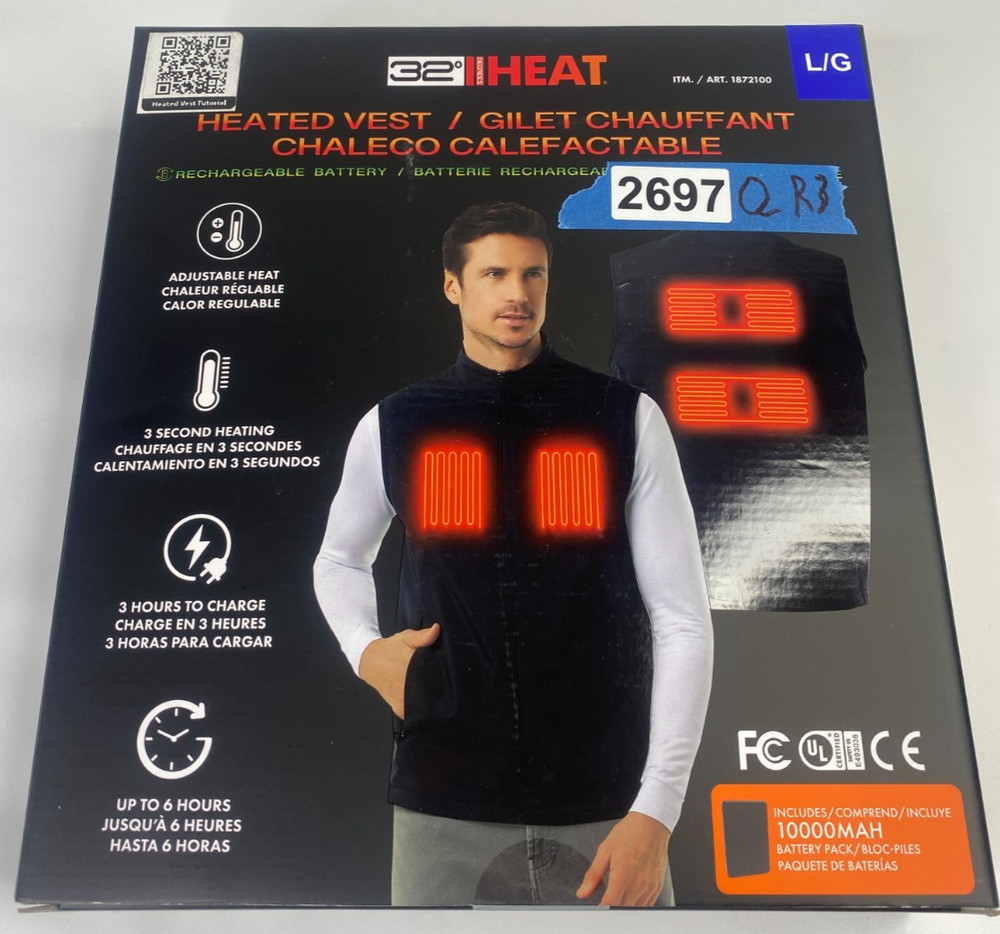 32 Degrees Rechargeable Heated Vest, Large ***OPEN BOX***