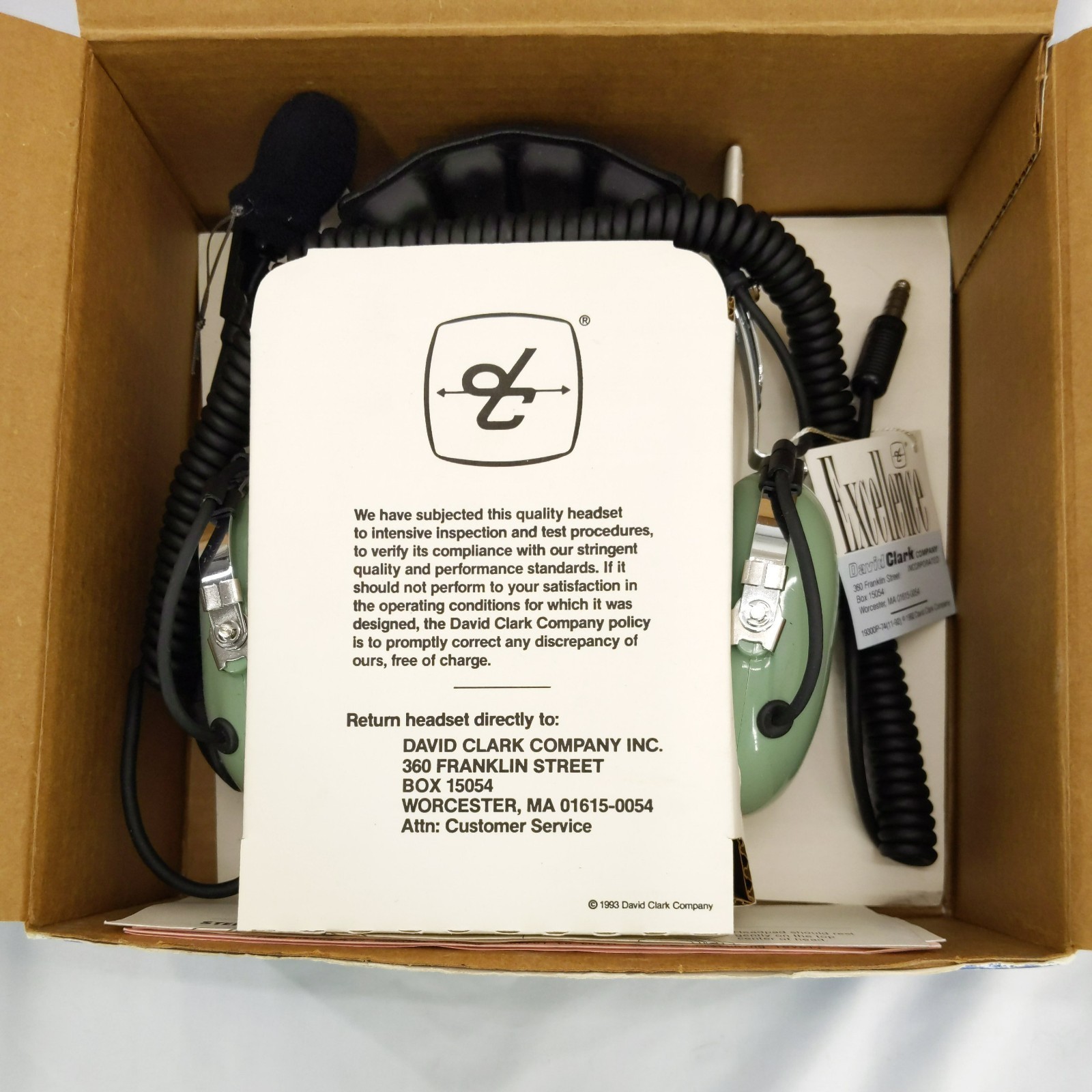 David Clark 40301G Aviation Headset Burlington Northern Railroad New Never Used