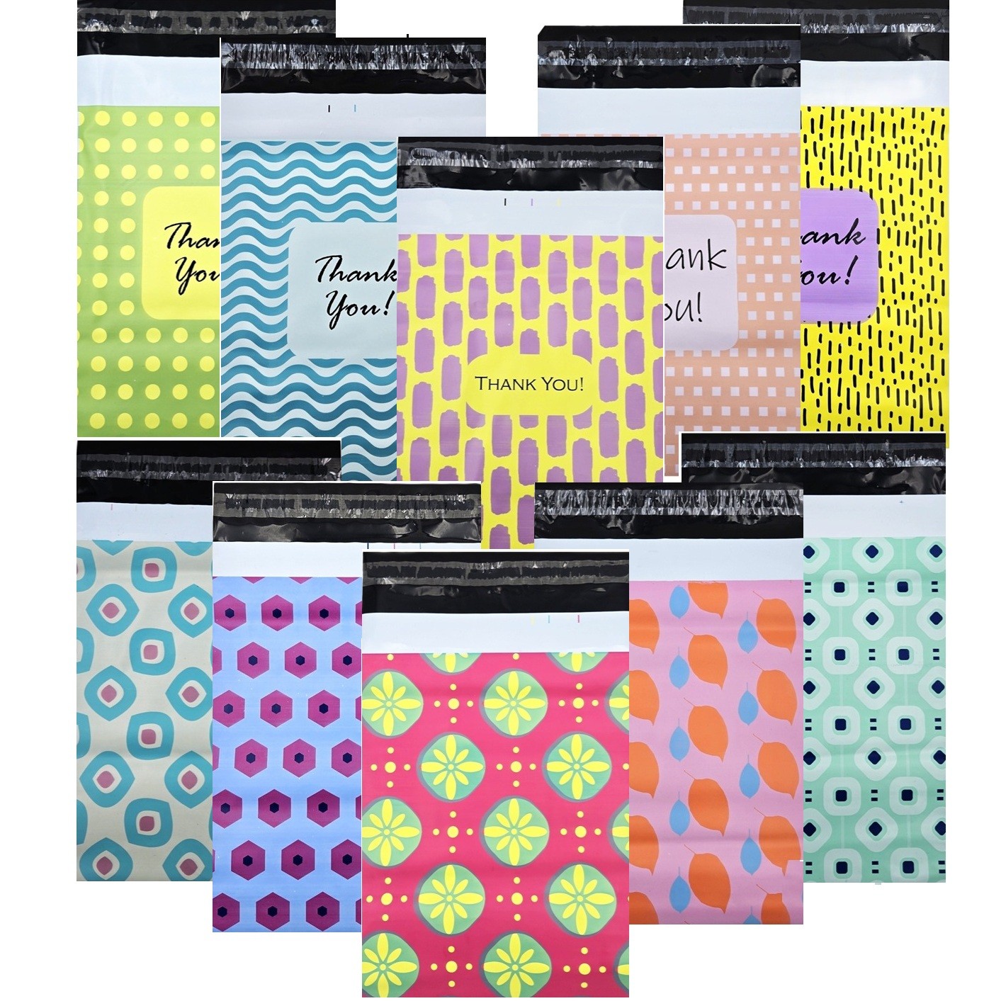 Poly Mailers Plastic Shipping Bags Envelopes Designer Prints 30-1000pcs 2.4Mil